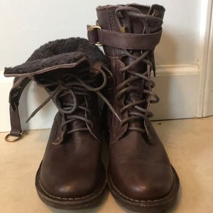 Ugg Brown Leather Combat Boots Size 7